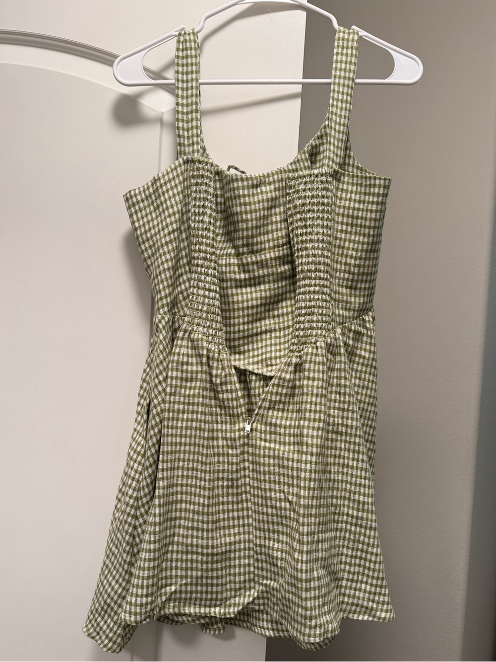 Reformation Daria Linen Dress in Avocado Check - Picture 4 of 7